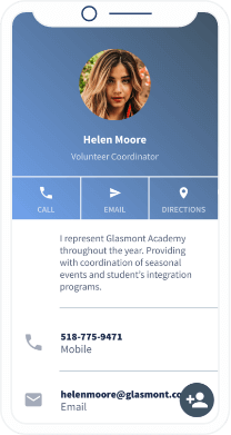 A QR Code landing page that contains contact information such as phone number, email address, and office address.