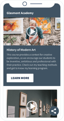 A QR Code landing page that displays a video playlist of a teacher’s introduction, classroom, and more.