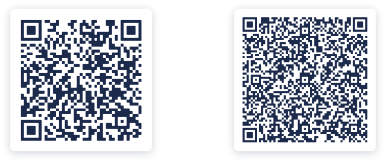 Left QR Code contains less information and right QR Code contains a lot of information